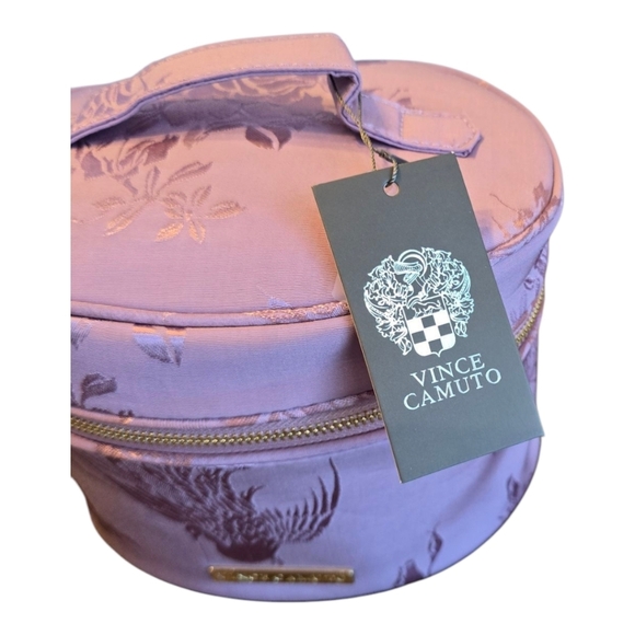 Vince Camuto Lilac Embossed Fabric Cosmetic Makeup Storage Case - Picture 6 of 6